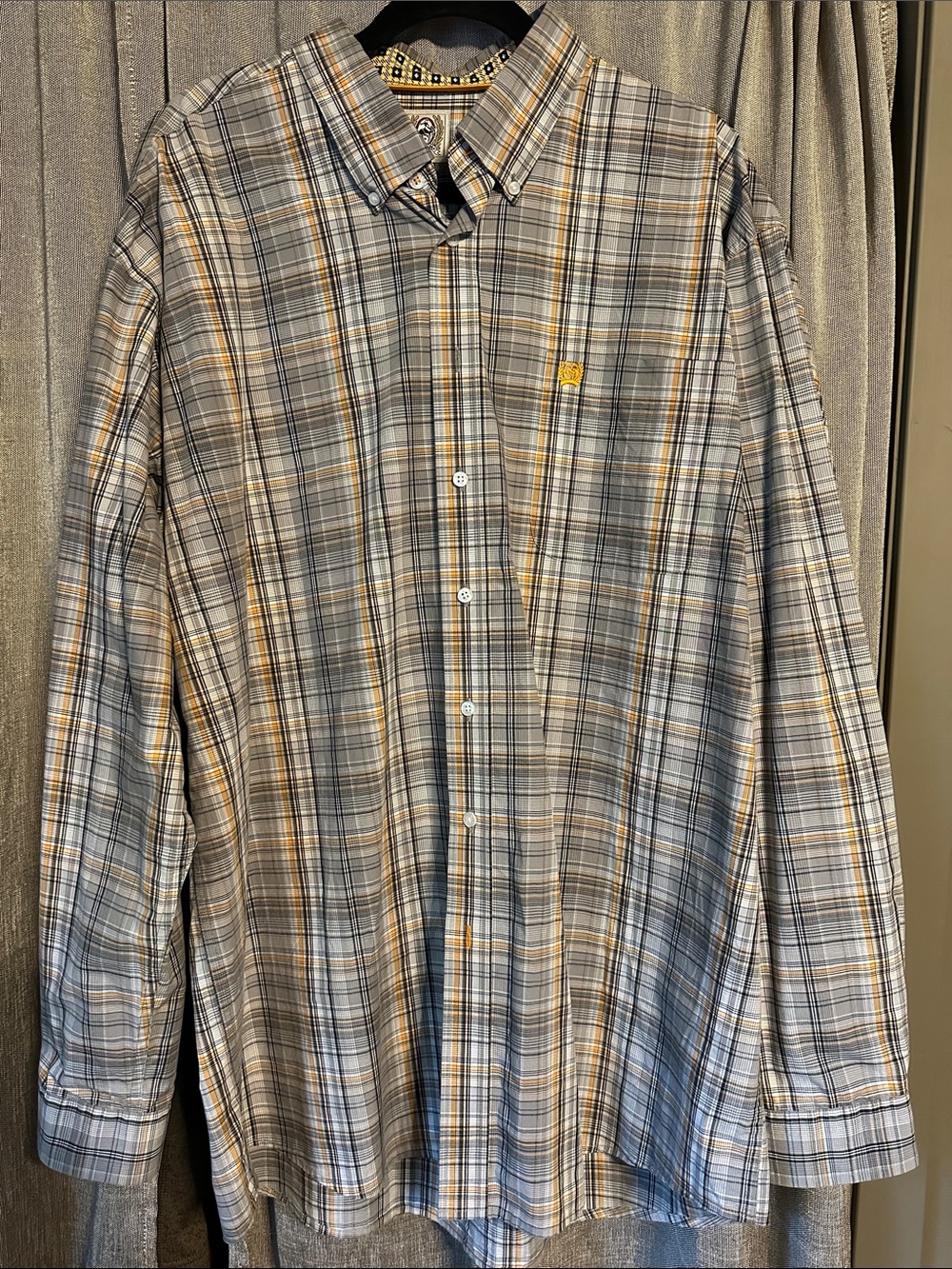 Cinch Men's Plaid Button-Down Shirt in Gray and Yellow